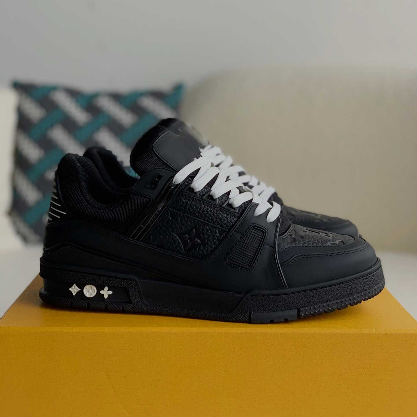 Black Embossed Monogram Sneakers